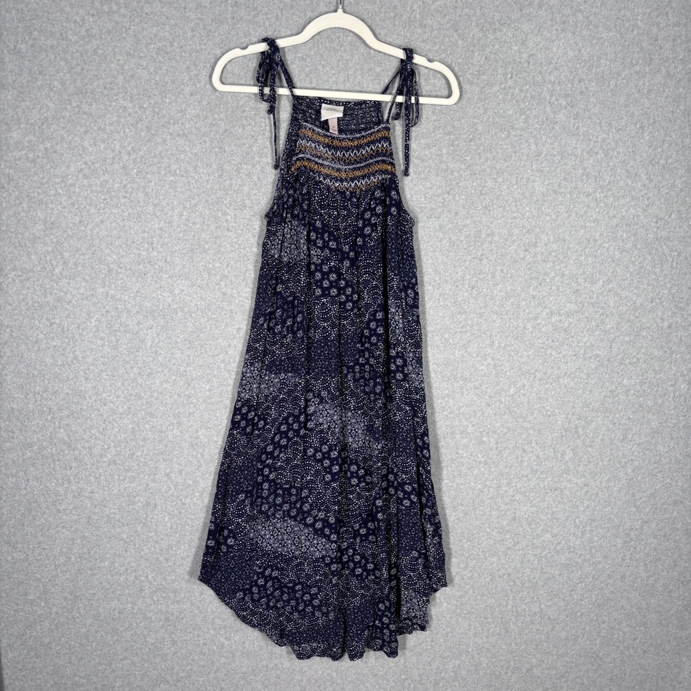 Knox Rose Gauze Midi Dress Medium Navy Paisley Boho Smocked Festival Flowy